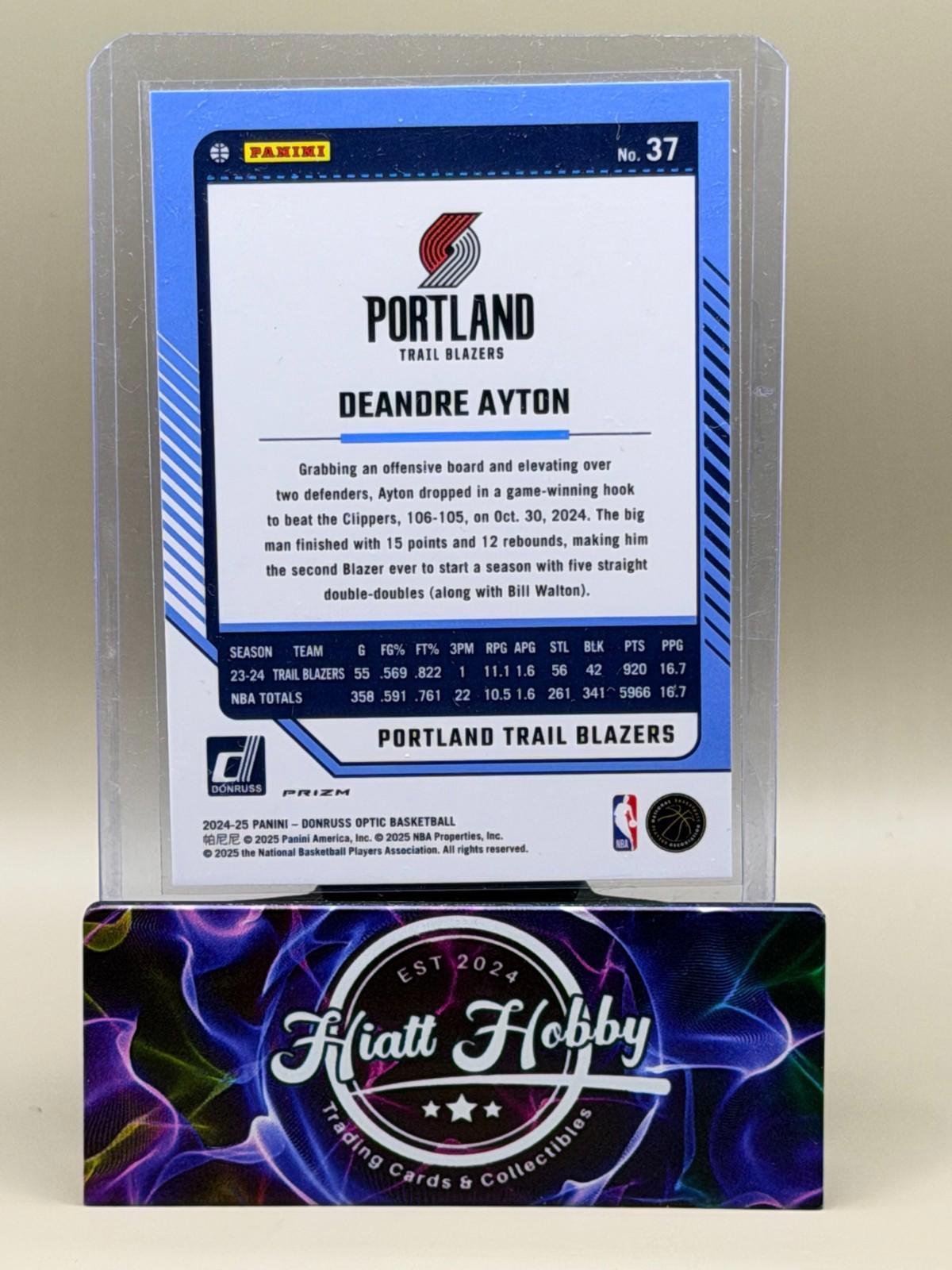 2024-25 Panini Donruss Optic - Deandre Ayton #37 - Purple Shock Prizm