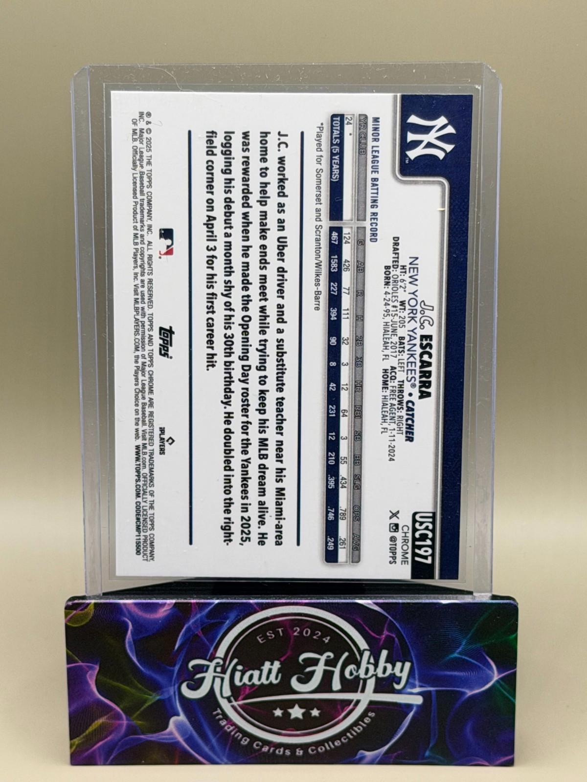 2025 Topps Chrome Update - J.C. Escarra #USC197 - Fanatics Logo Refractor (RC)