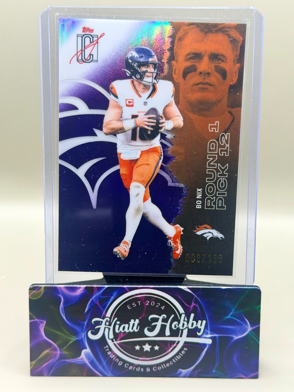 2025 Topps Signature Class Football - #18 Bo Nix - Chrome Purple /100