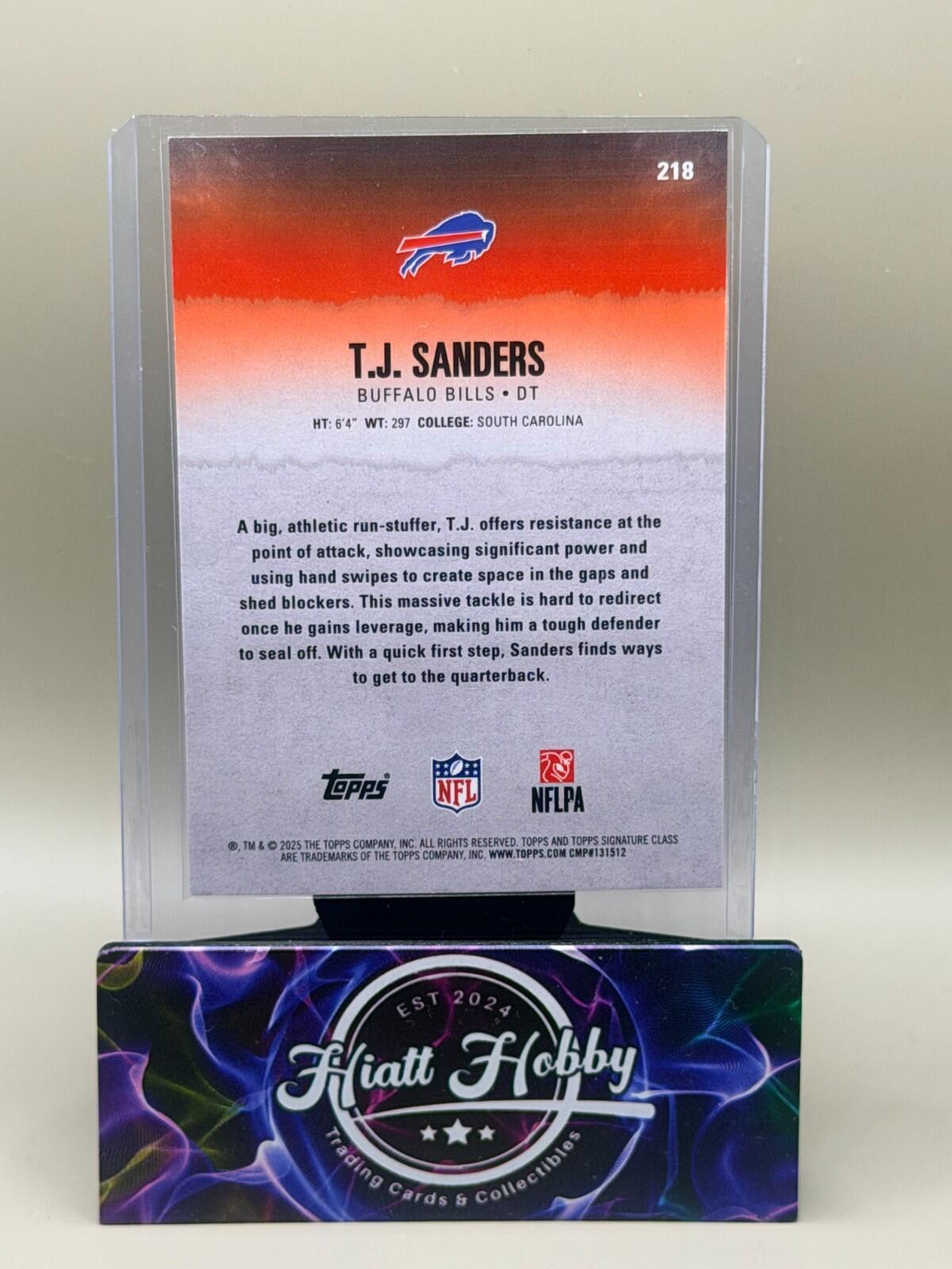 2025 Topps Signature Series Football - #218 TJ Sanders - Purple & Green (RC)