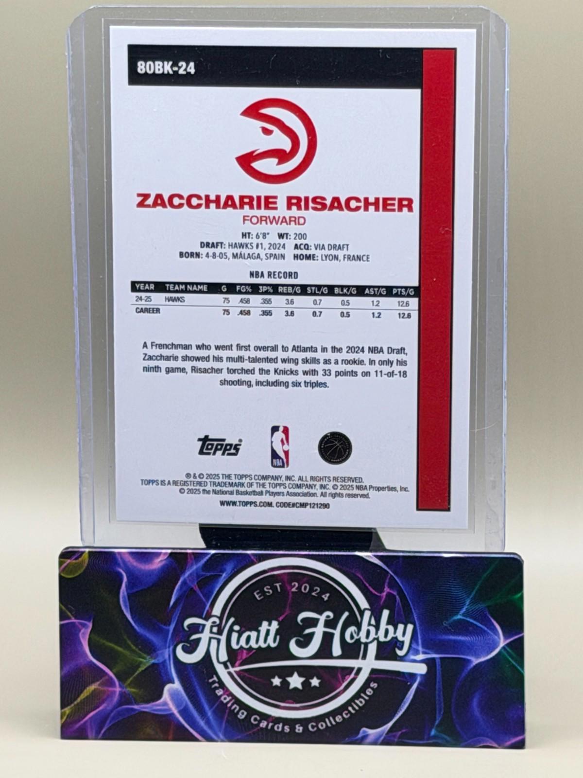 2025-26 Topps Basketball - Zaccharie Risacher #80BK-24 - 45th Anniversary