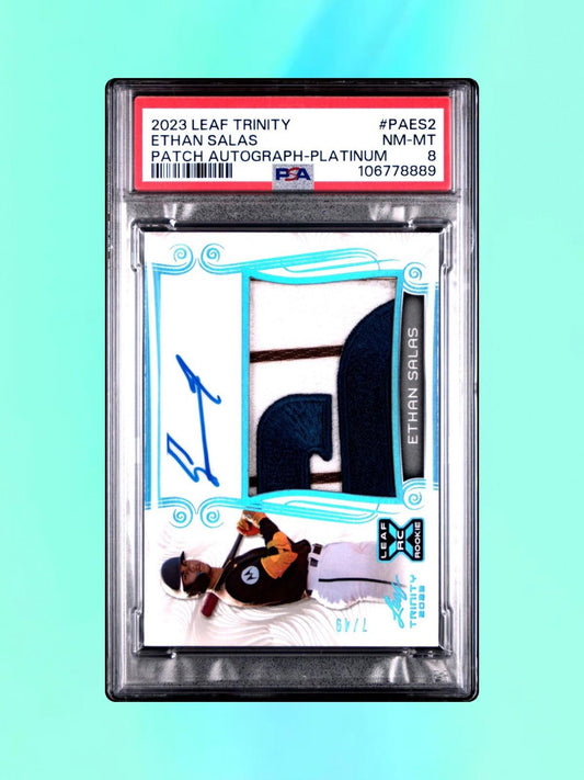 2023 Leaf Trinity - Eathan Salas #PA-ES2 - Platinum Auto /49 - PSA 8 (RC, AU)
