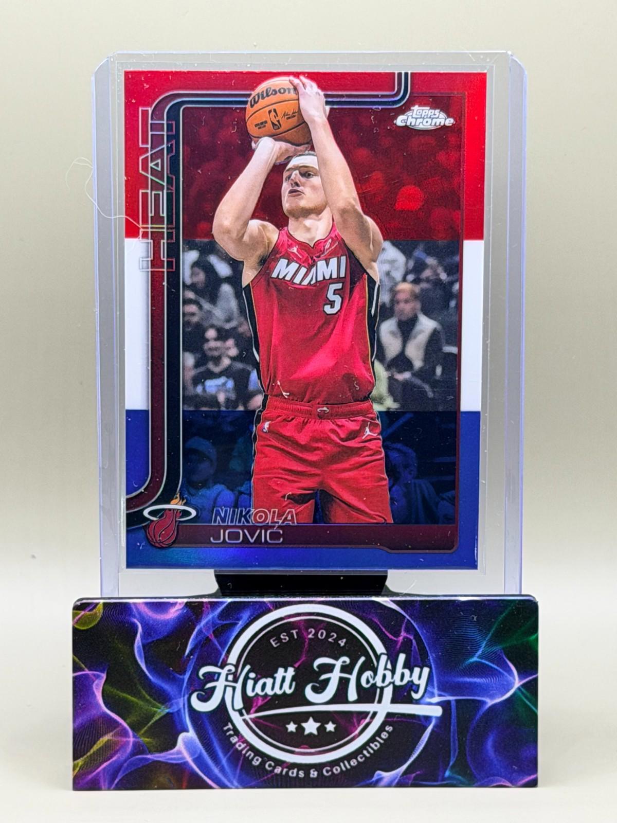 2025-26 Topps Nikola Jovic #172 Red White & Blue Refractor