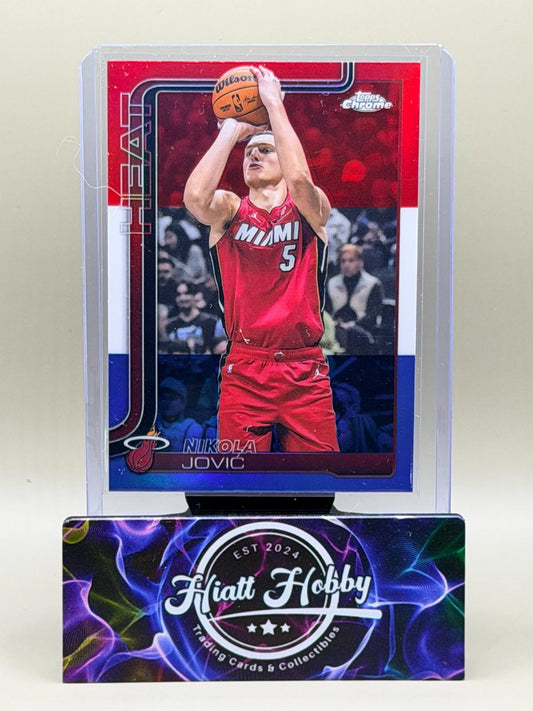 2025-26 Topps Nikola Jovic #172 Red White & Blue Refractor