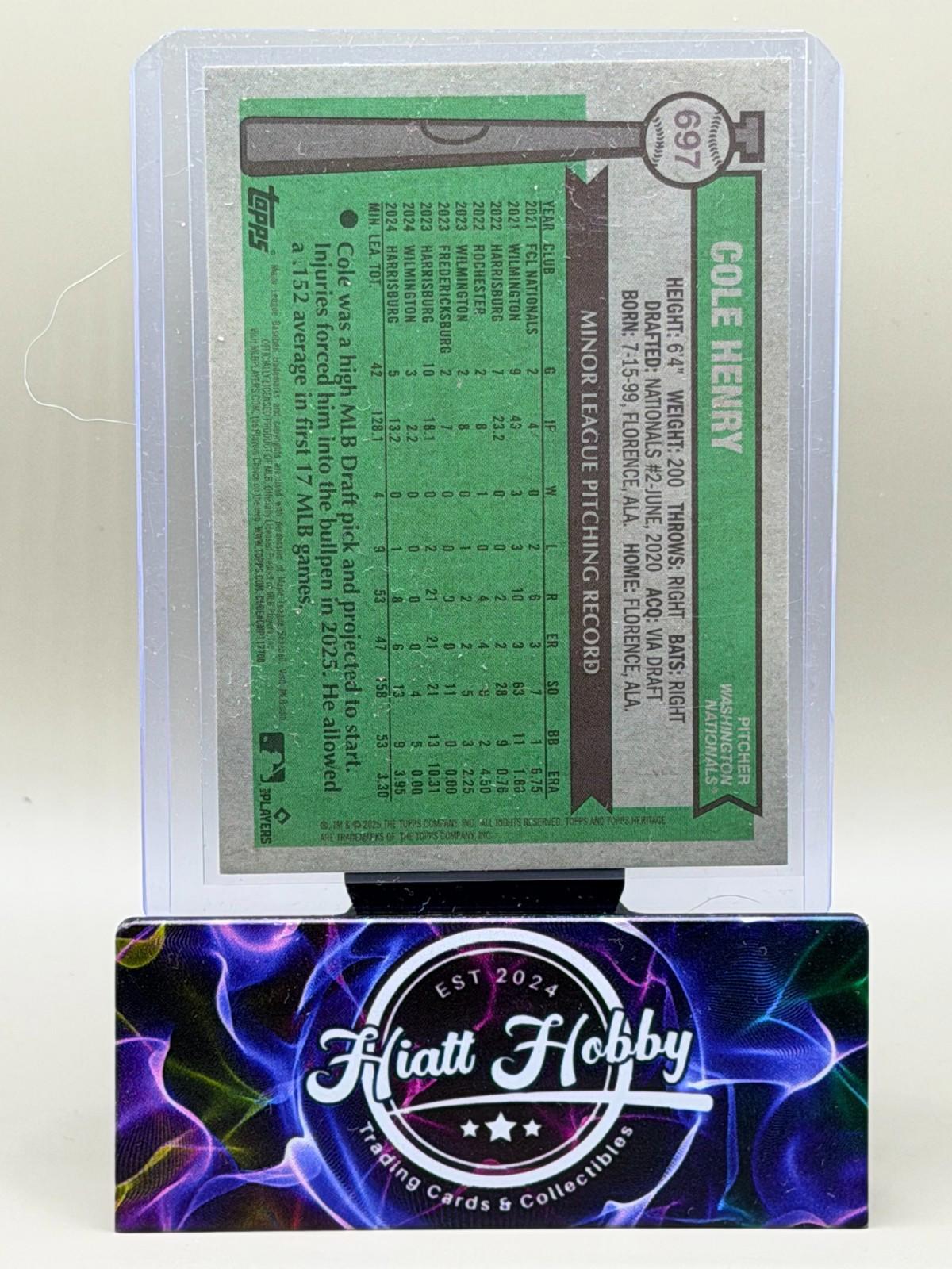2025 Topps Heritage High Number - Cole Henry #697 - Light Blue Sparkle (RC)