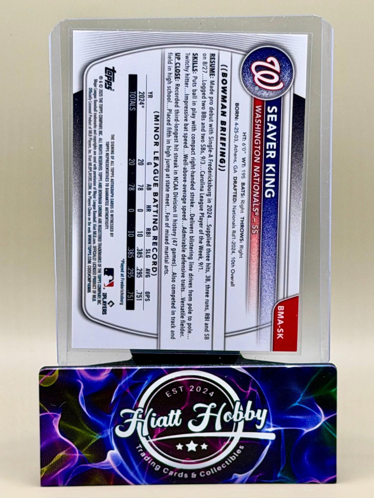 2025 Bowman Chrome - Seaver King #BMA-SK - Mojo Auto (RC, AU)