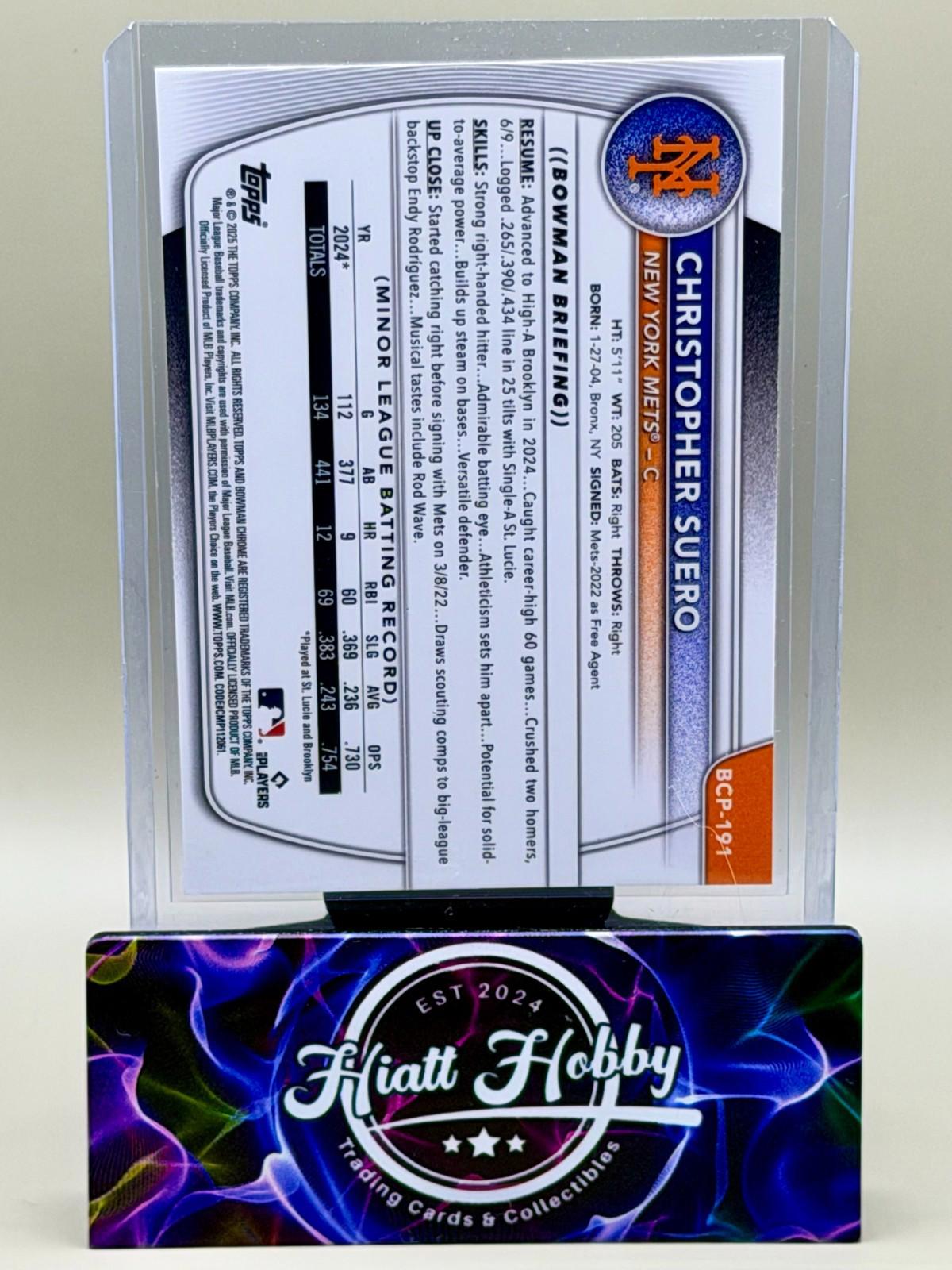 2025 Bowman Chrome - Christopher Suero #BCP-191 Mini Diamond Refreactor (RC)
