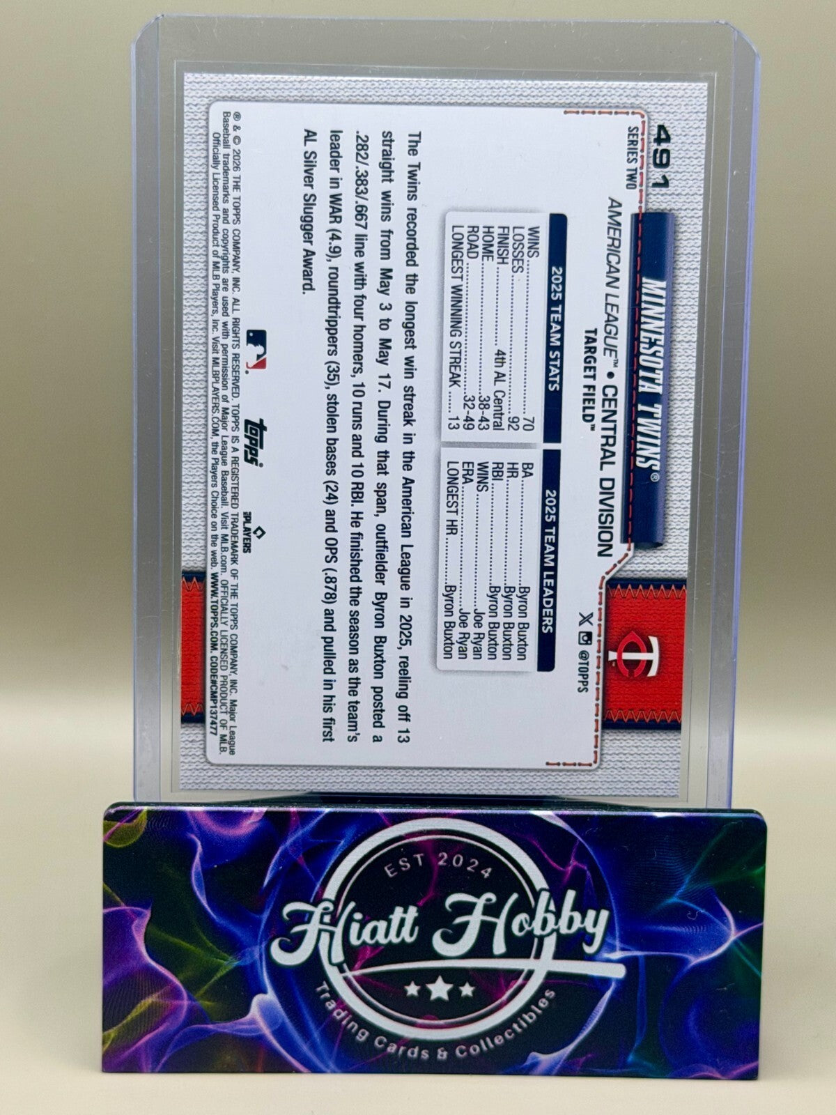 2026 Topps Series 2 - #491 Minnesota Twins - Pink Holofoil