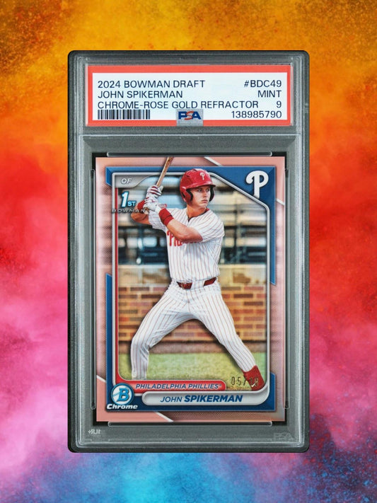 2024 Bowman Draft Chrome - John Spikerman #BDC49 - Rose Gold /10 - PSA 9