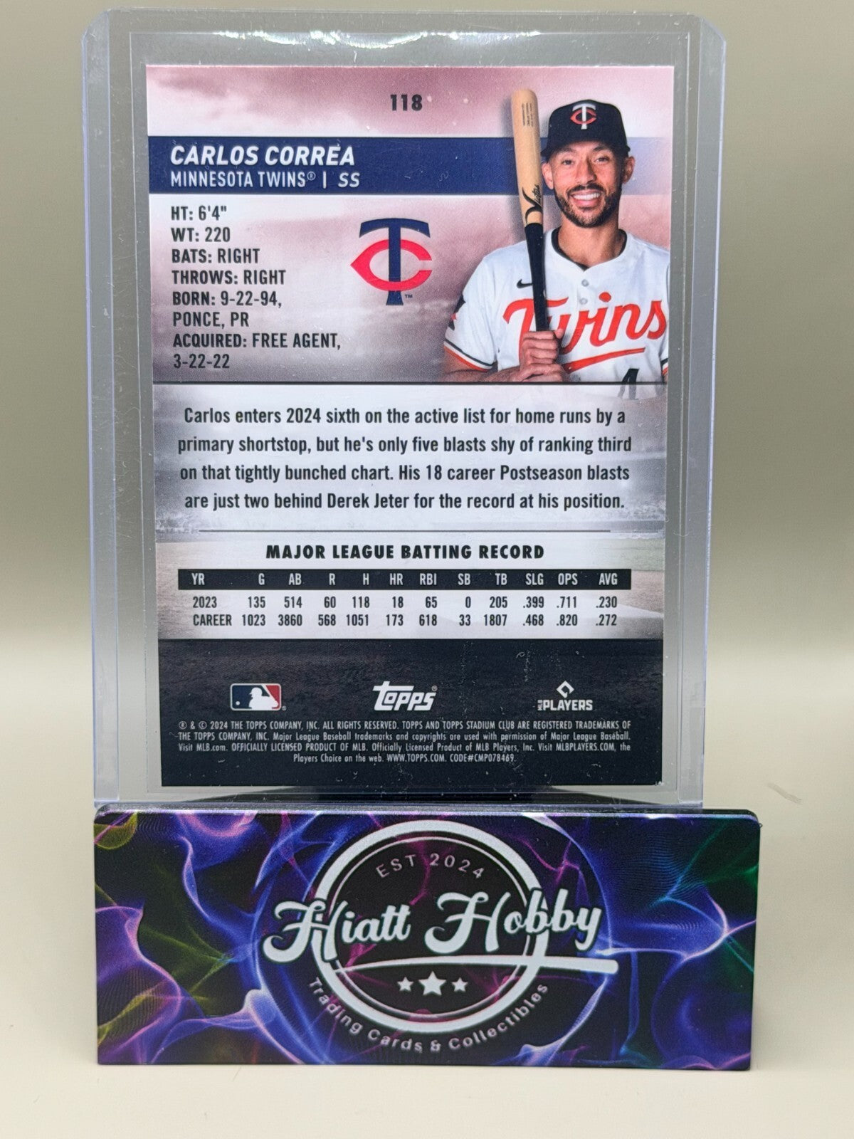 2024 Topps Stadium Club - #118 Carlos Correa - Green Chrome Refractor