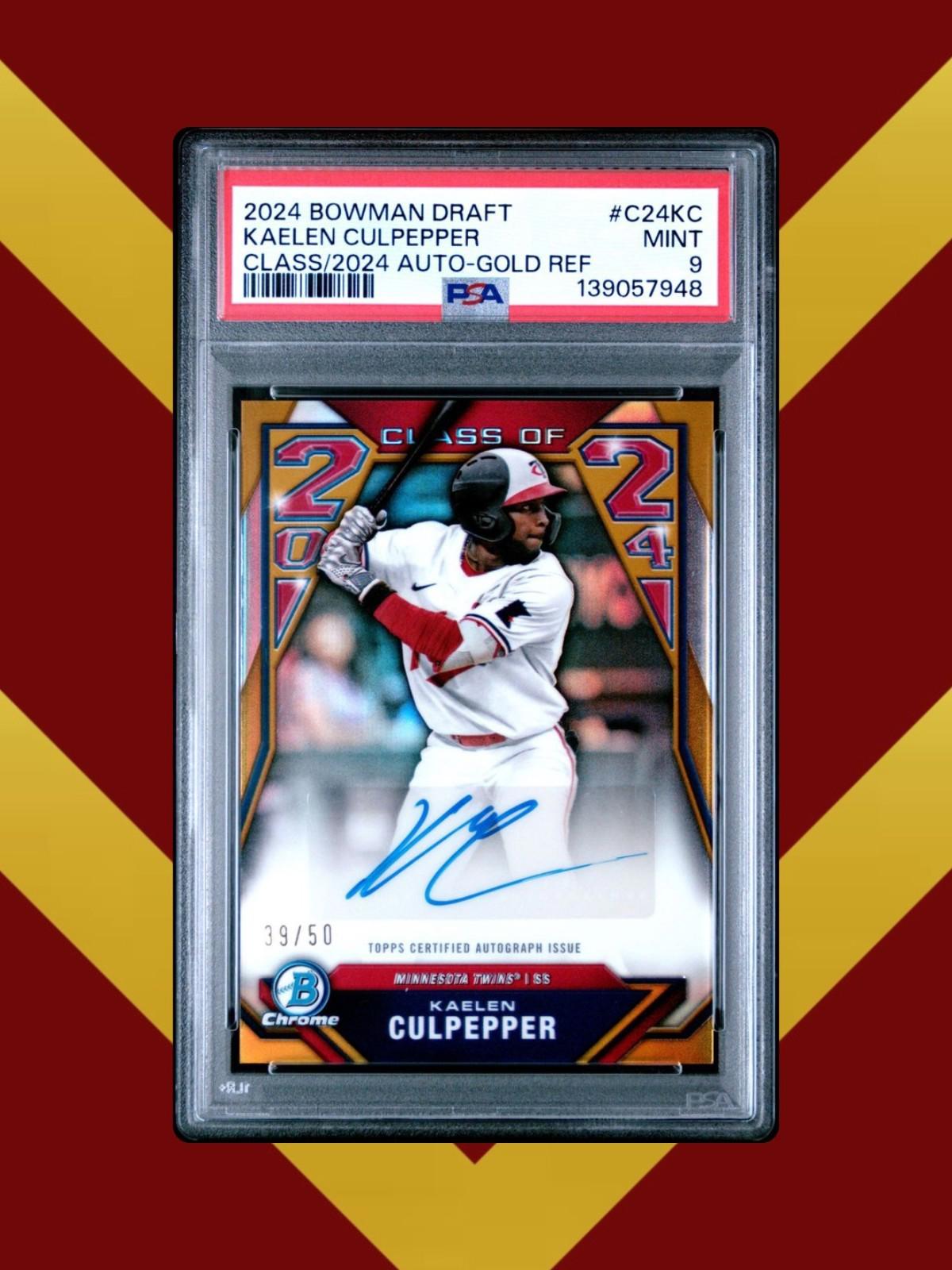 2024 Bowman Draft #C24-KC Kaelen Culpepper - Gold Class of 2024 Auto /50 - PSA 9