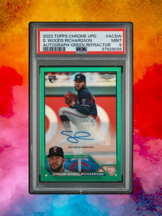 2023 Topps Chrome Update - Simeon Woods Richardson #AC-SW - Green Auto /99 PSA 9