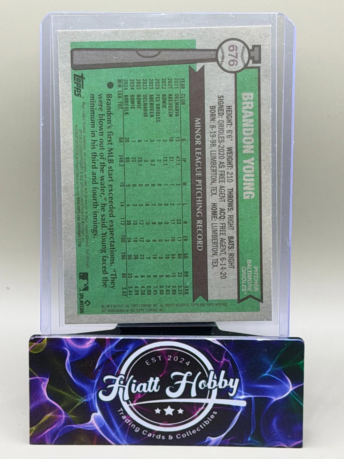 2025 Topps Heritage High Number - Brandon Young #676 - Light Blue Sparkle (RC)