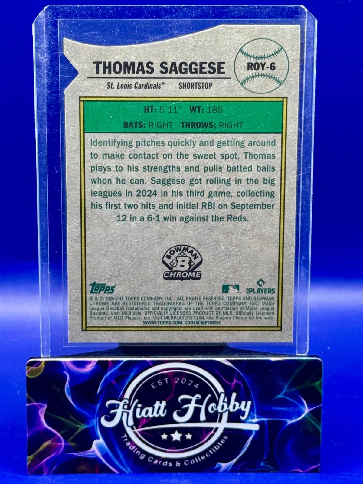 2025 Bowman Chrome - Thomas Saggese #ROY-6 - ROY Favorites - Mojo Refractor