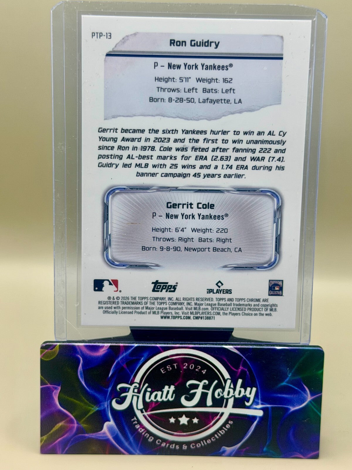 2026 Topps Chrome - #PTP-13 Ron Guidry / Gerrit Cole - Past to Present