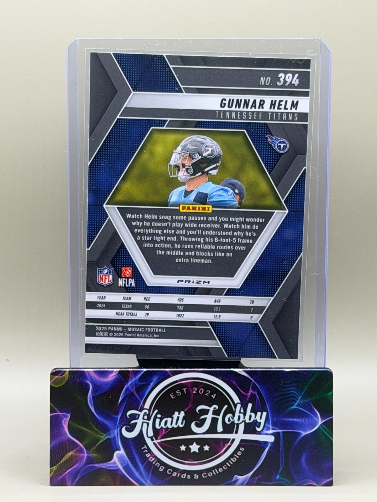 2025 Panini Mosaic Football - #394 Gunnar Helm - Reactive Yellow Mosaic (RC)
