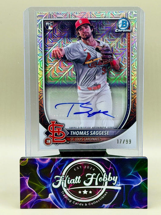 2025 Bowman Chrome - Thomas Saggese #RMA-TS - Rookie Mojo Auto /99 (RC, AU)