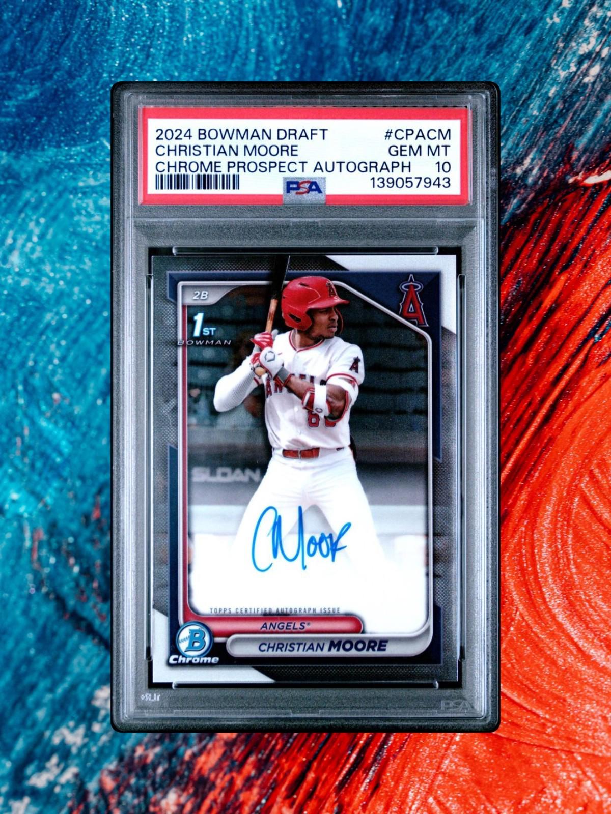 2024 Bowman Draft Chrome #CPA-CM Christian Moore - Chrome Prospect Auto - PSA 10
