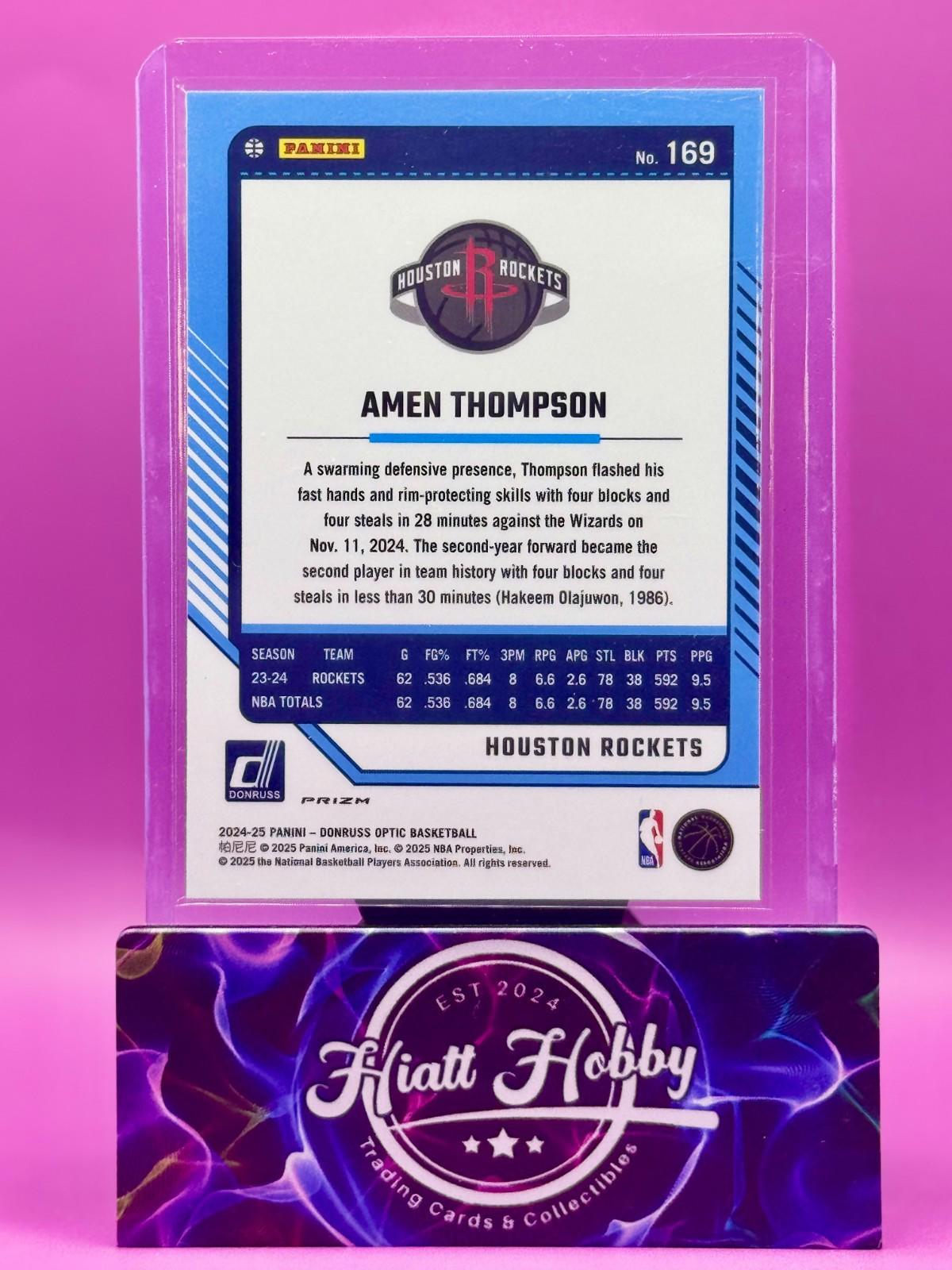 2024-25 Panini Donruss Optic - Amen Thompson #169 - Purple Shock Prizm