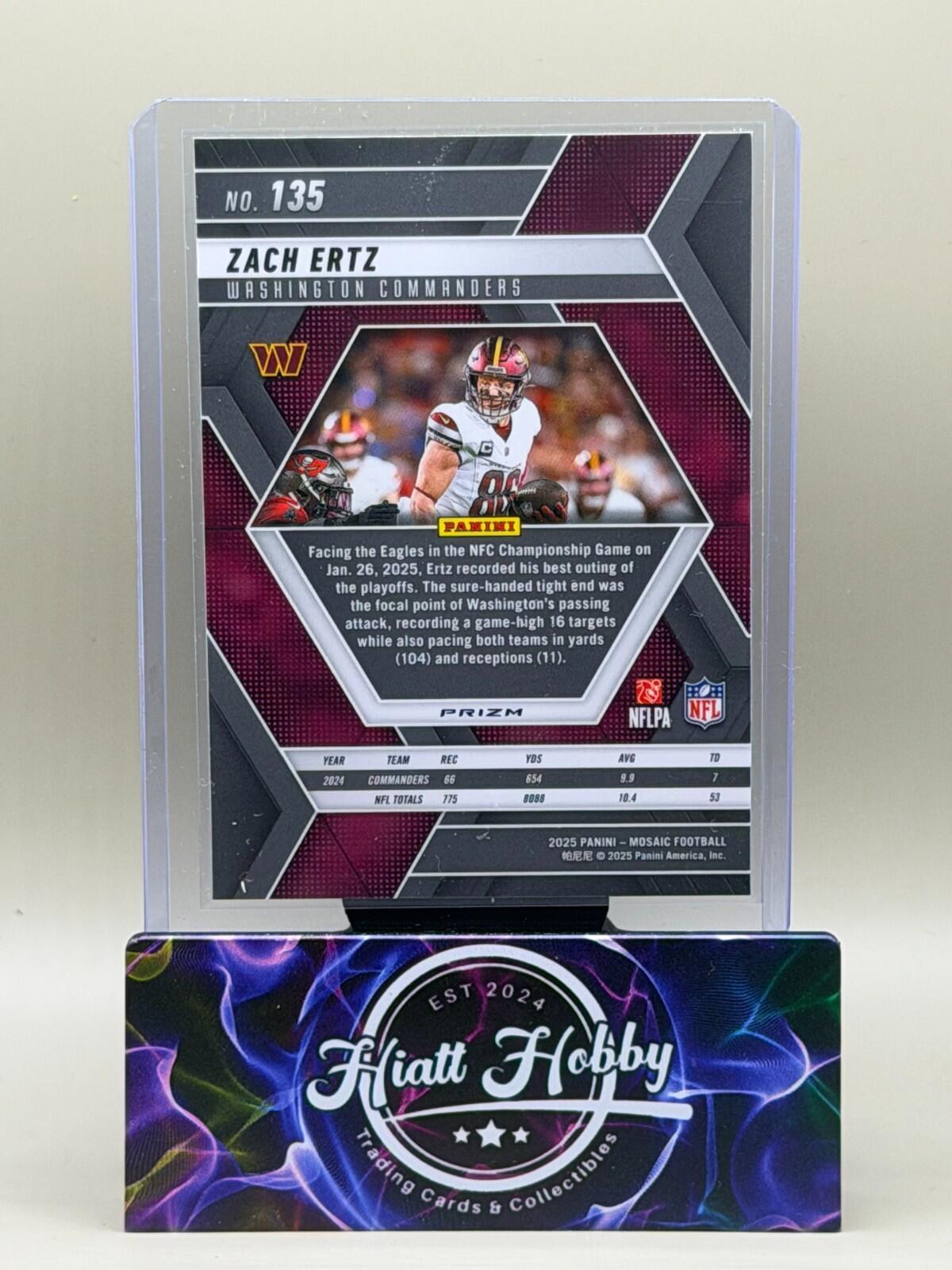2025 Panini Mosaic Football - #135 Zach Ertz - Reactive Yellow Mosaic
