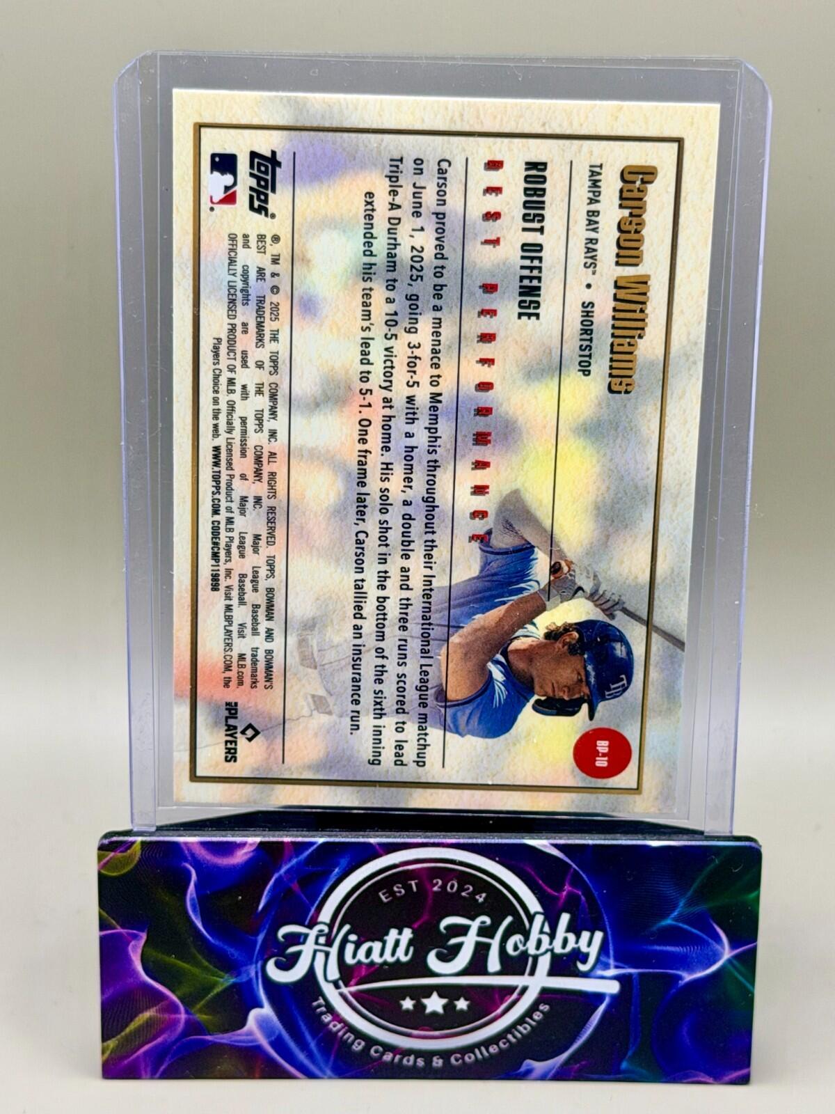 2025 Bowman's Best #BP-10 Carson Williams - Best Performance Mini Diamonds (RC)