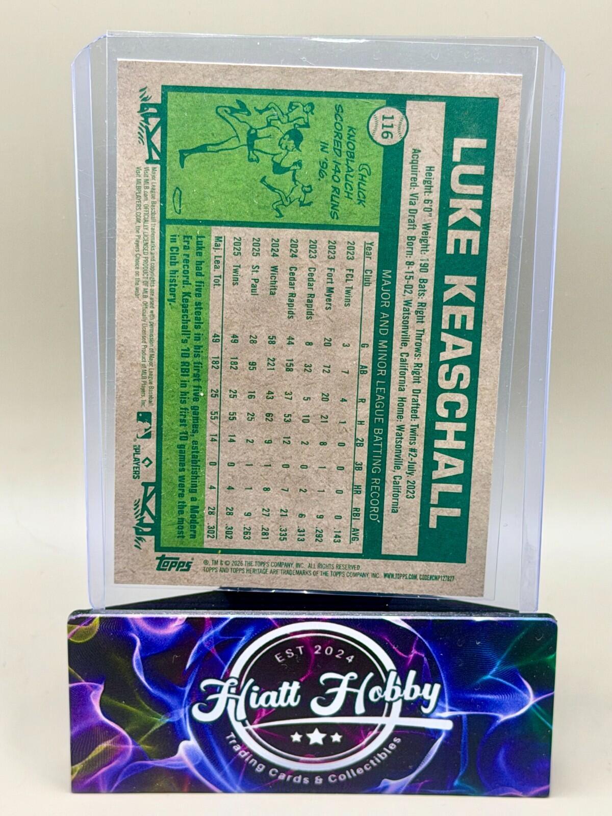 2026 Topps Heritage - #116 Luke Keaschall - Light Blue Sparkle