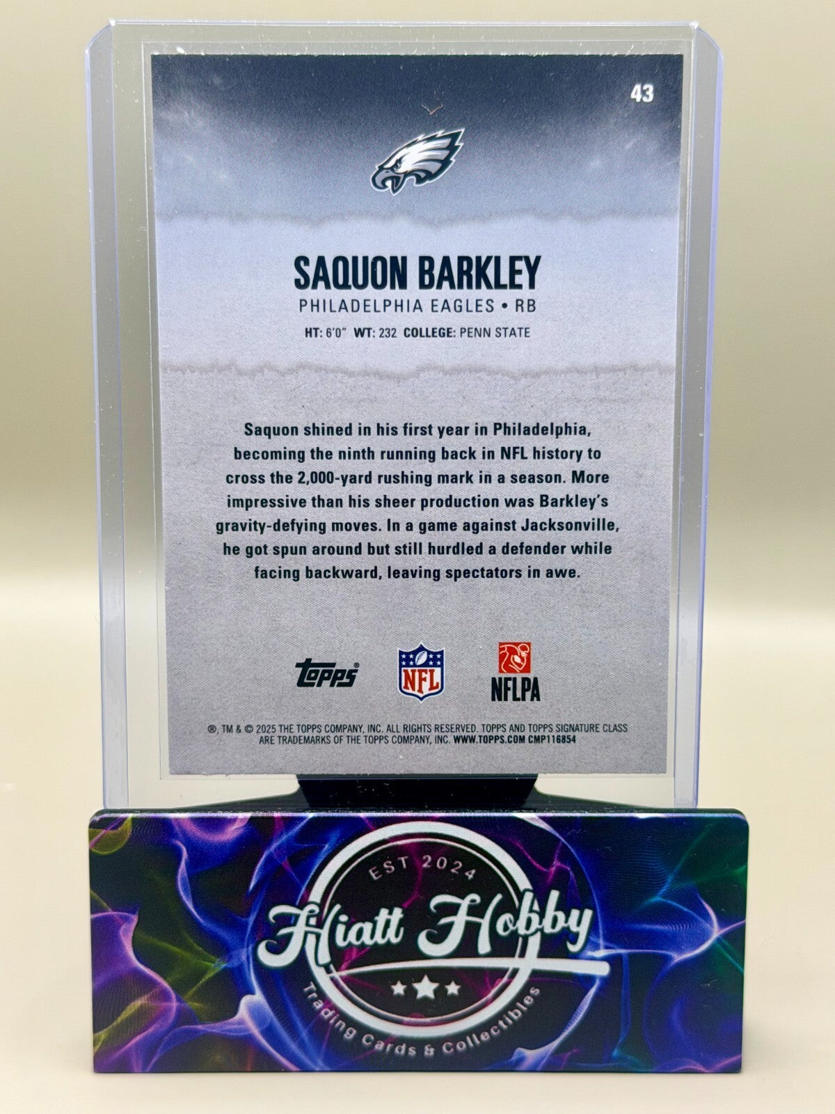 2025 Topps Signature Class Football - #43 Saquon Barkley - Blue Yellow