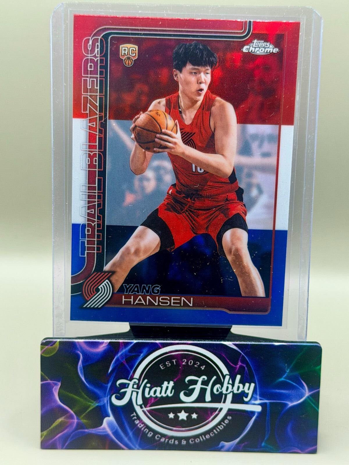2025-26 Topps Chrome Update - #166 Yang Hansen - Red White & Blue Refractor (RC)