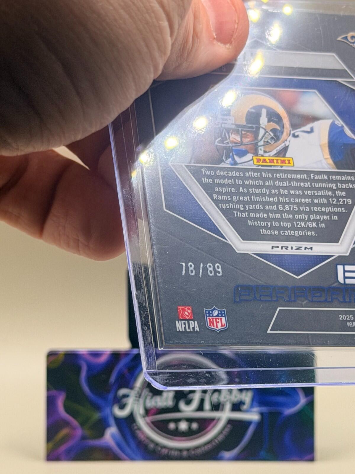 2025 Panini Mosaic - #14 Marshall Faulk - Epic Performers - Reactive Yellow /89