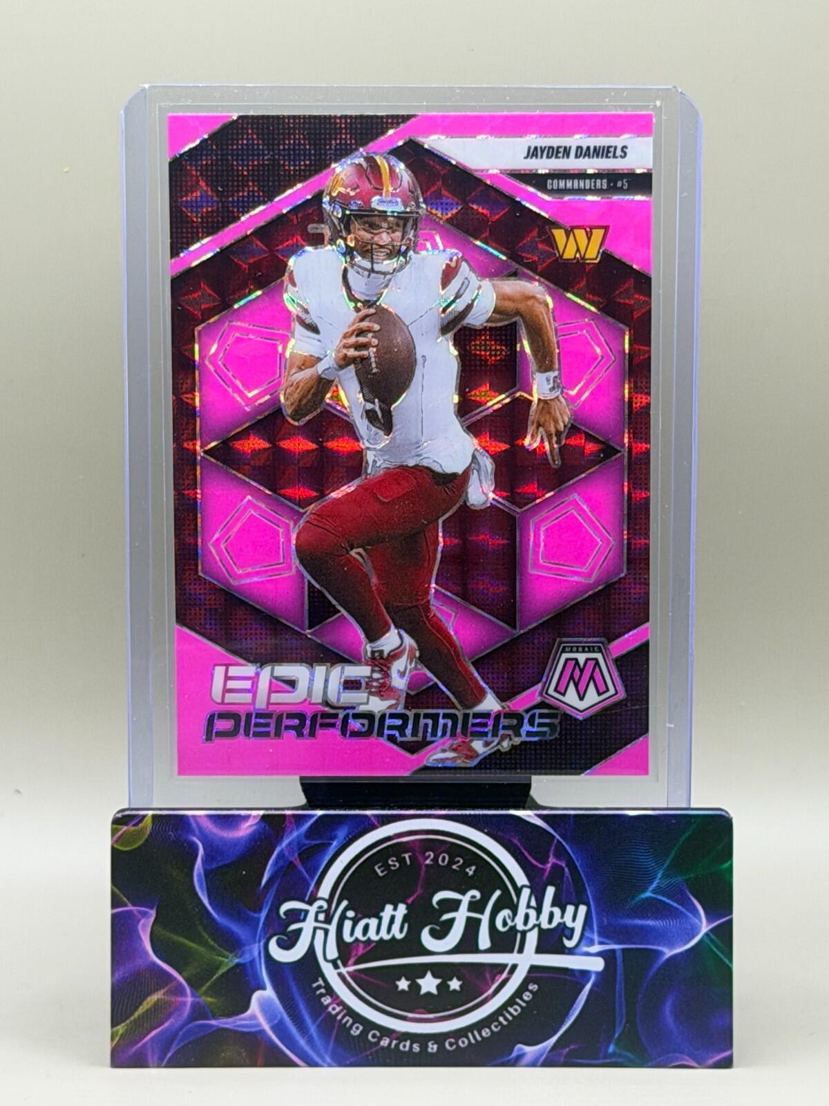 2025 Panini Mosaic - #20 Jayden Daniels Epic Performers Pink Fluorescent Mosaic