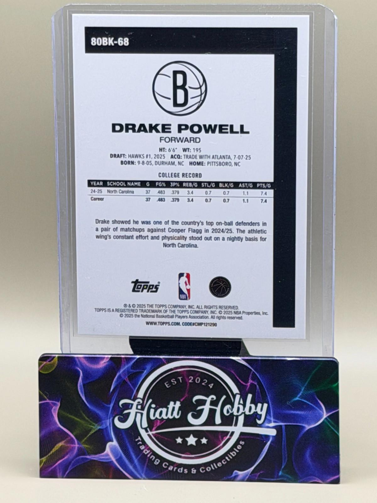 2025-26 Topps Basketball - Drake Powell #80BK-68 - 45th Anniversary (RC)