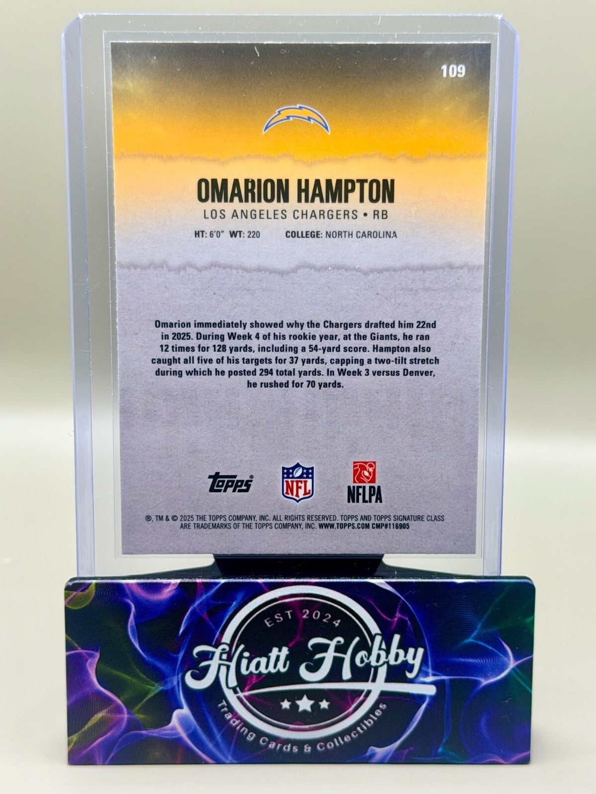 2025 Topps Signature Class Football - #109 Omarion Hampton - Chrome (RC)