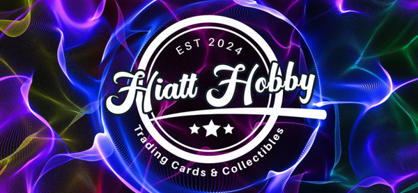 Logo of Hiatt Hobby with colorful smoke effects in the background