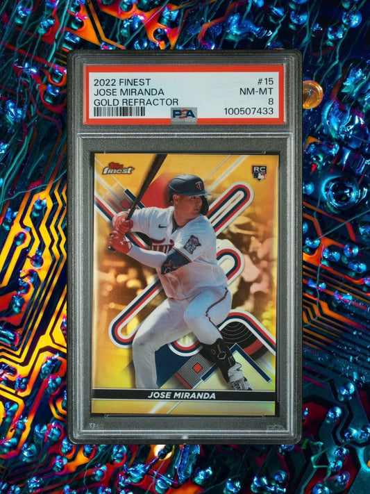 2022 Topps Finest - Gold Refractor #15 Jose Miranda /50 (RC) - PSA 8