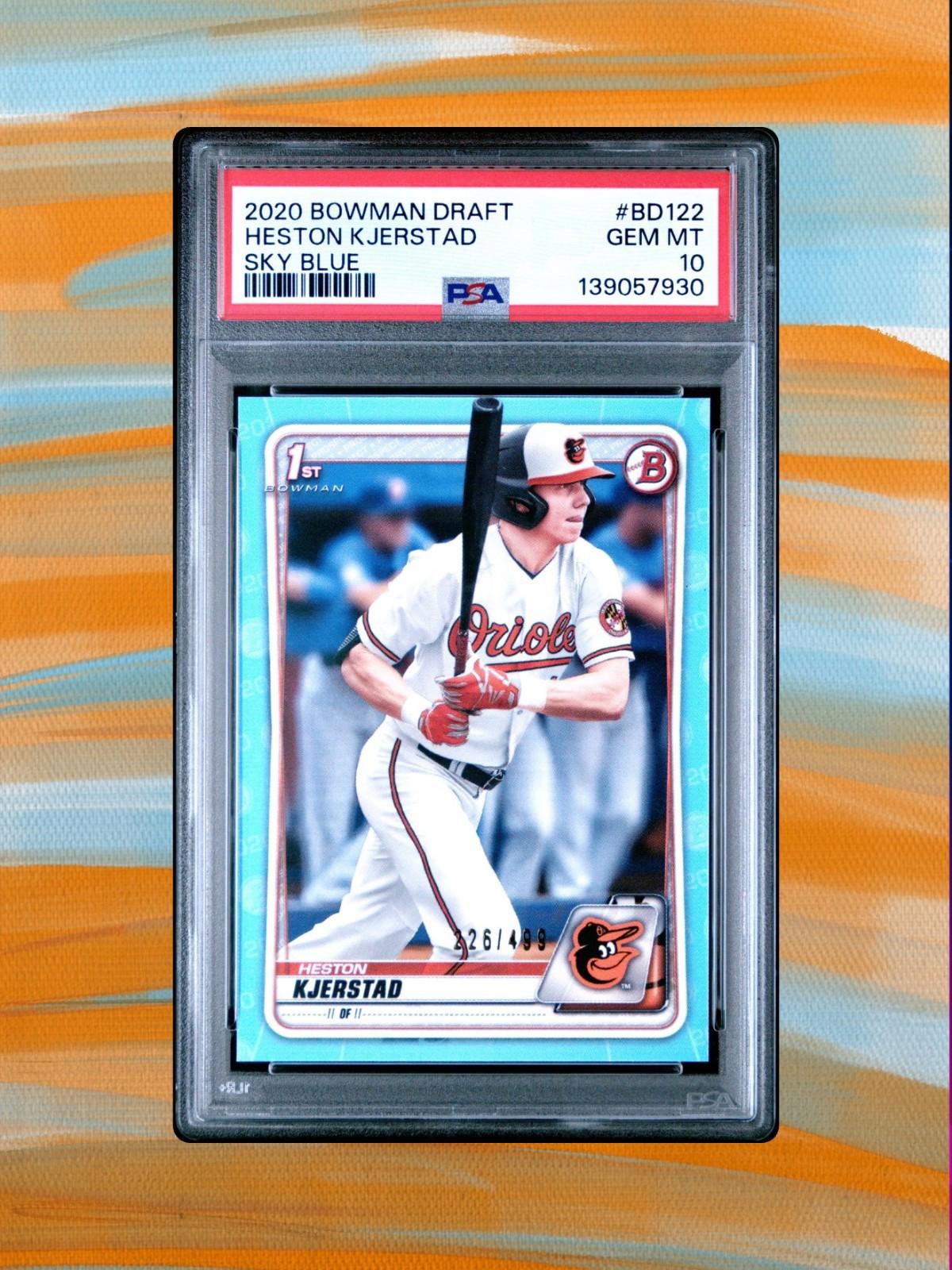 2020 Bowman Draft #BD122 Heston Kjerstad - Sky Blue Paper /499 - PSA 10