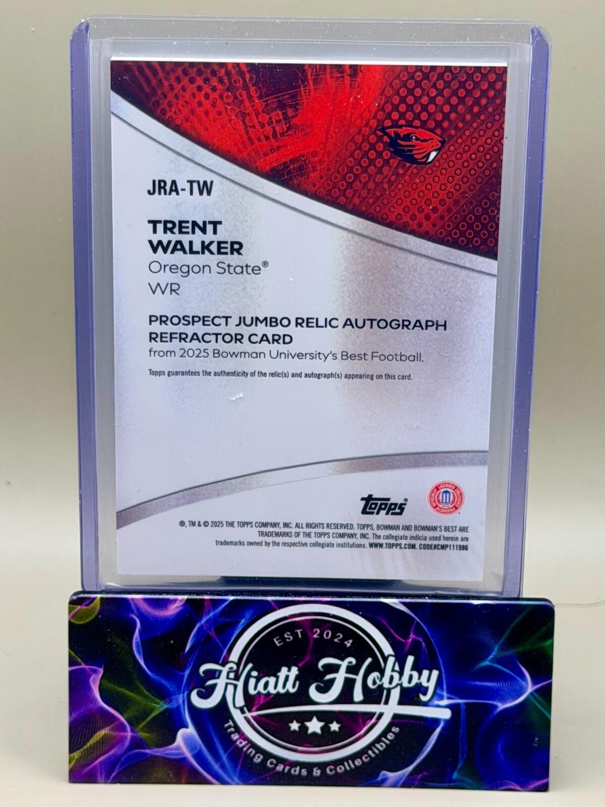 2025 Bowman's Best U - #JRA-TW Trent Walker - Jumbo Relic Auto - Refractor