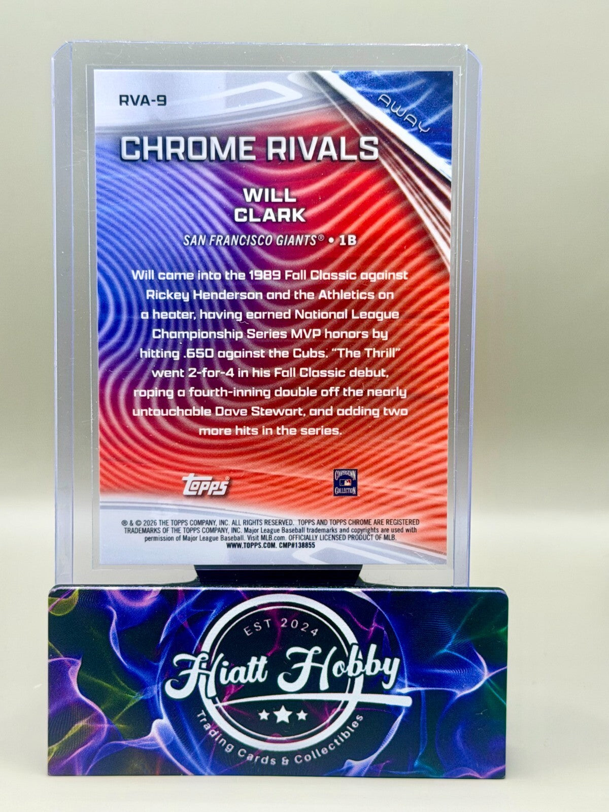 2026 Topps Chrome - #RVA-9 Will Clark - Chrome Rivals - Away