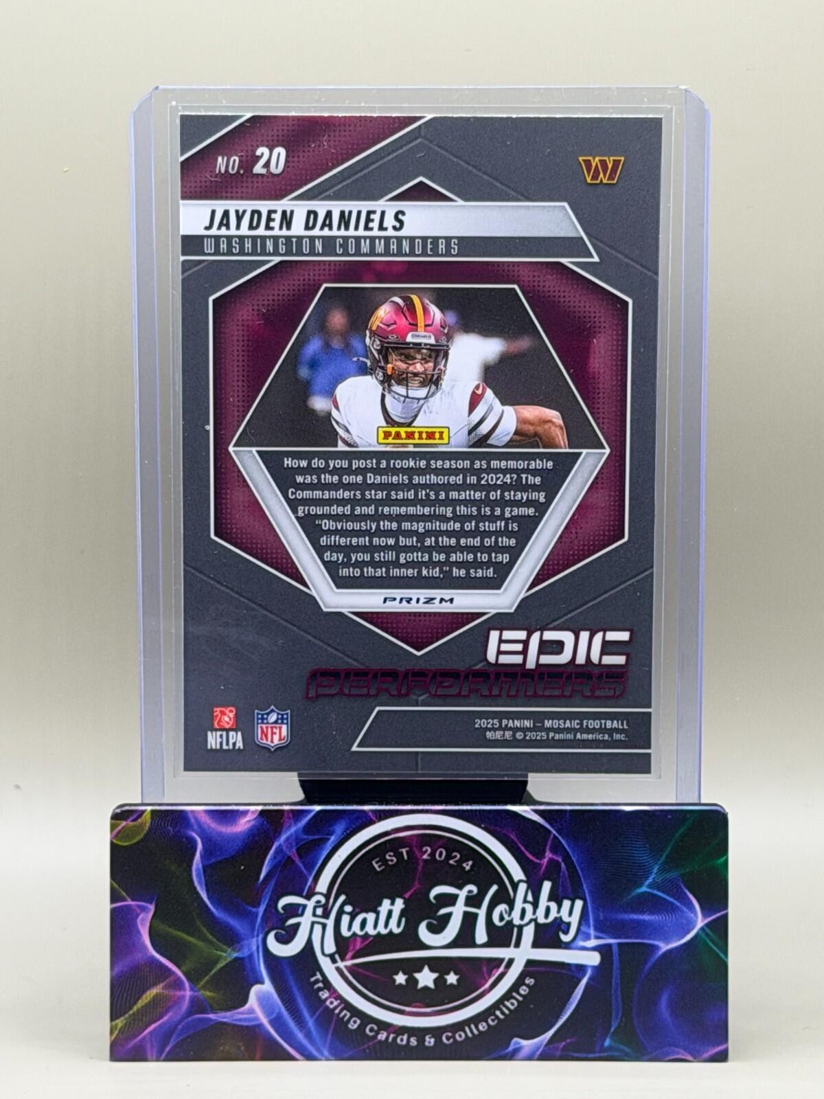 2025 Panini Mosaic - #20 Jayden Daniels Epic Performers Pink Fluorescent Mosaic