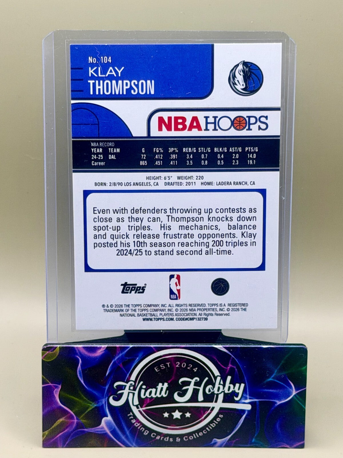 2025-26 NBA Hoops Basketball - #104 Klay Thompson - Green Hoops