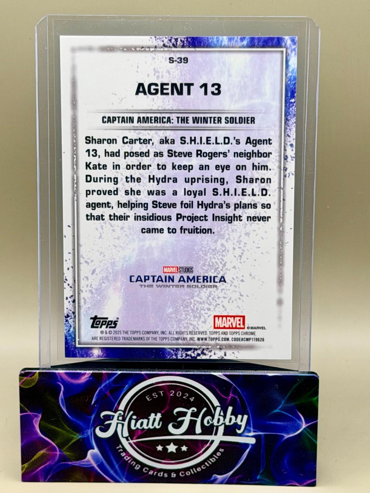 2025 Topps Chrome Marvel Studios Agent 13 Snap Variation Black 10/10