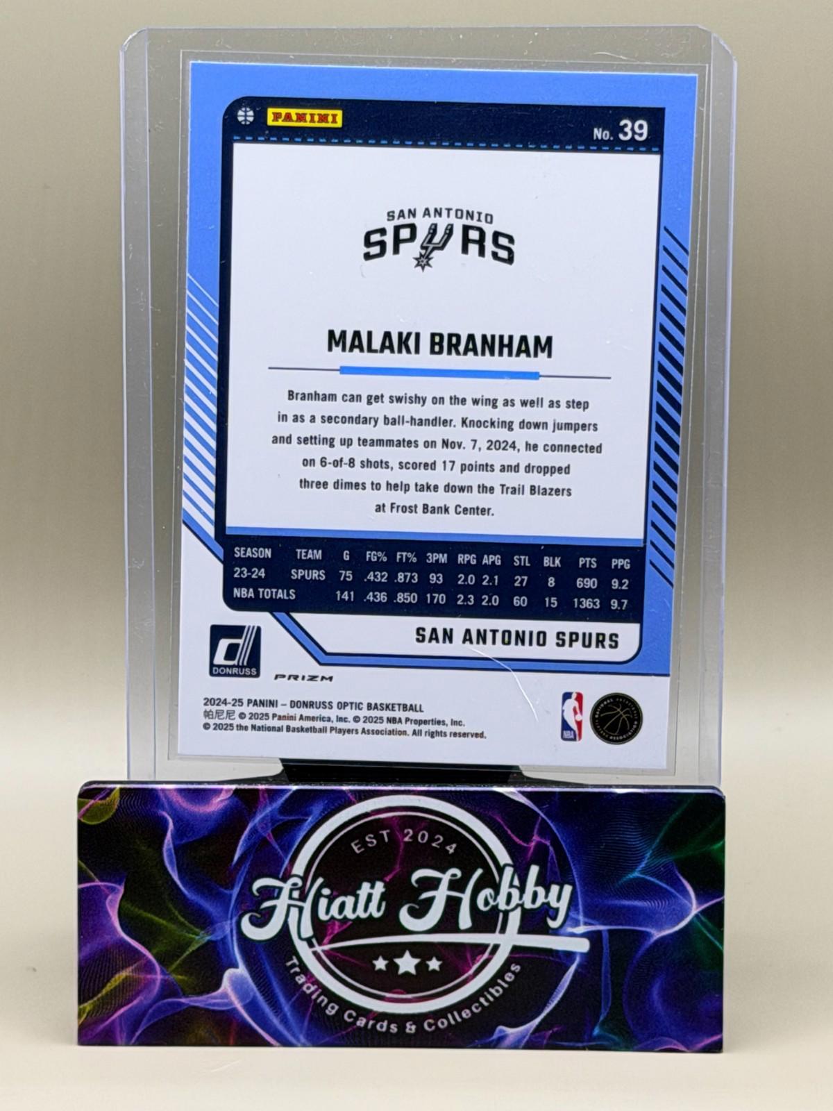 2024-25 Panini Donruss Optic Basketball - Malaki Branham #39 - Silver Holo Prizm