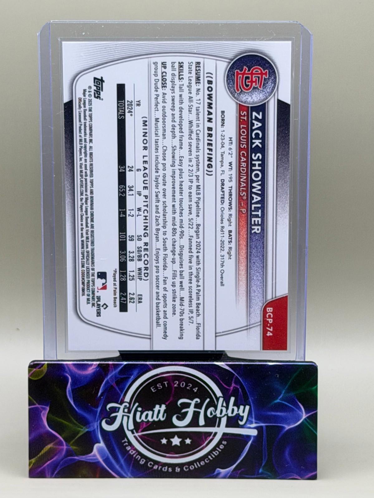 2025 Bowman Chrome - Zack Showalter #BCP-74 - Purple Reptillian /199