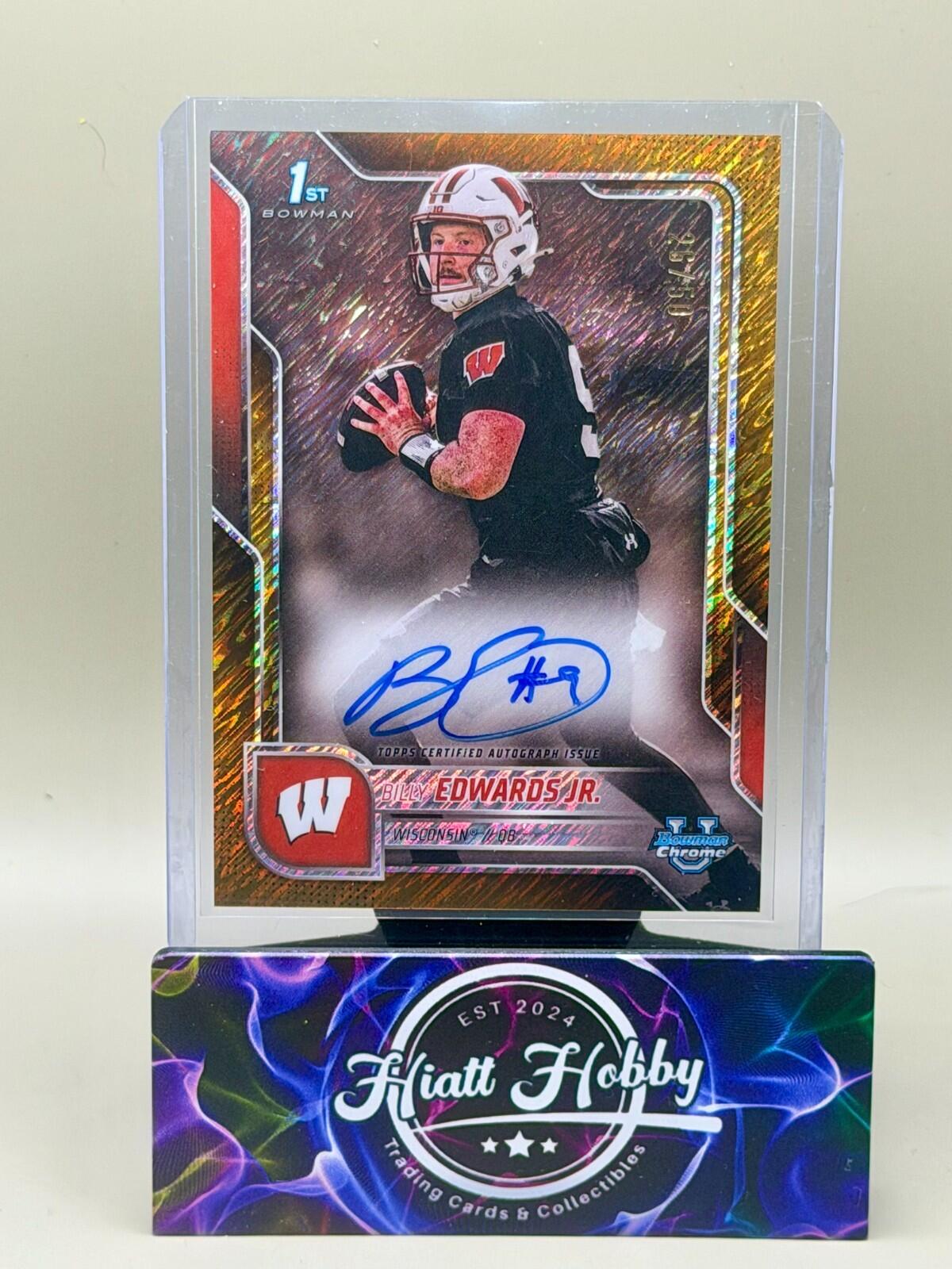 2025 Bowman Chrome U - #BCA-BE Billy Edwards Jr - Gold Stealth Auto /50