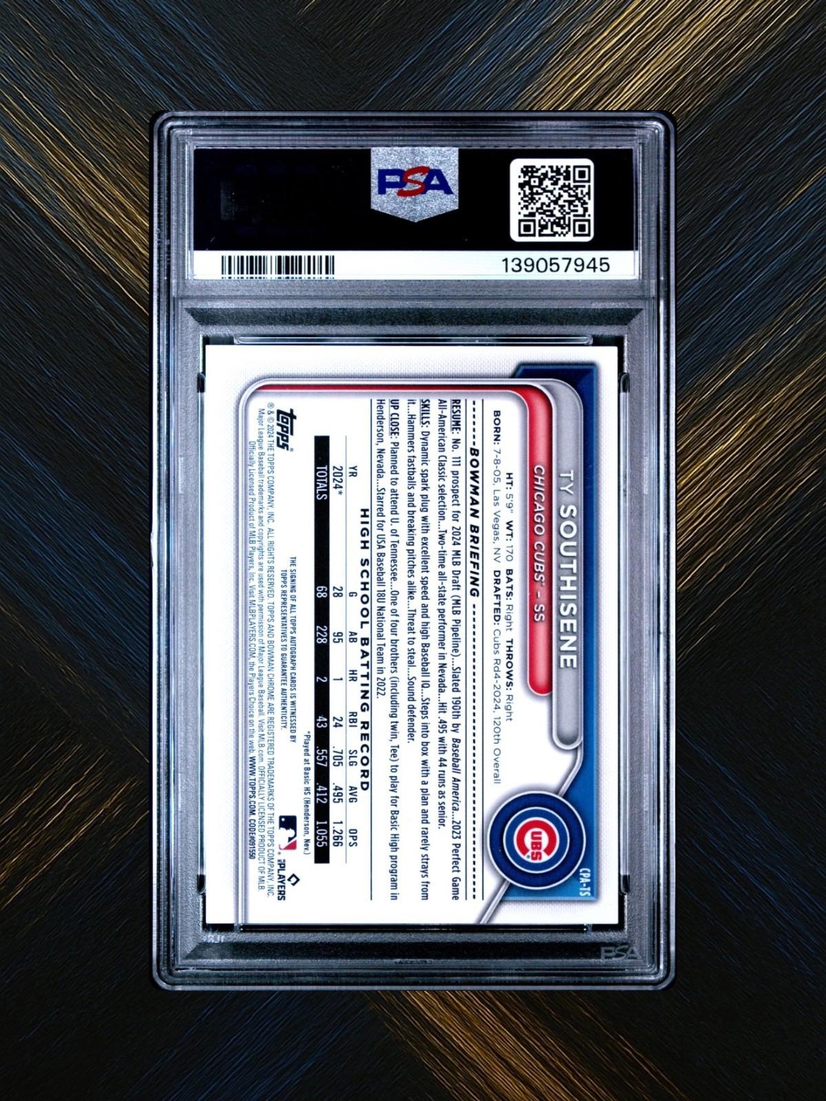 2024 Bowman Draft Chrome #CPA-TS Ty Southisene - Gold Wave Auto /50 - PSA 8