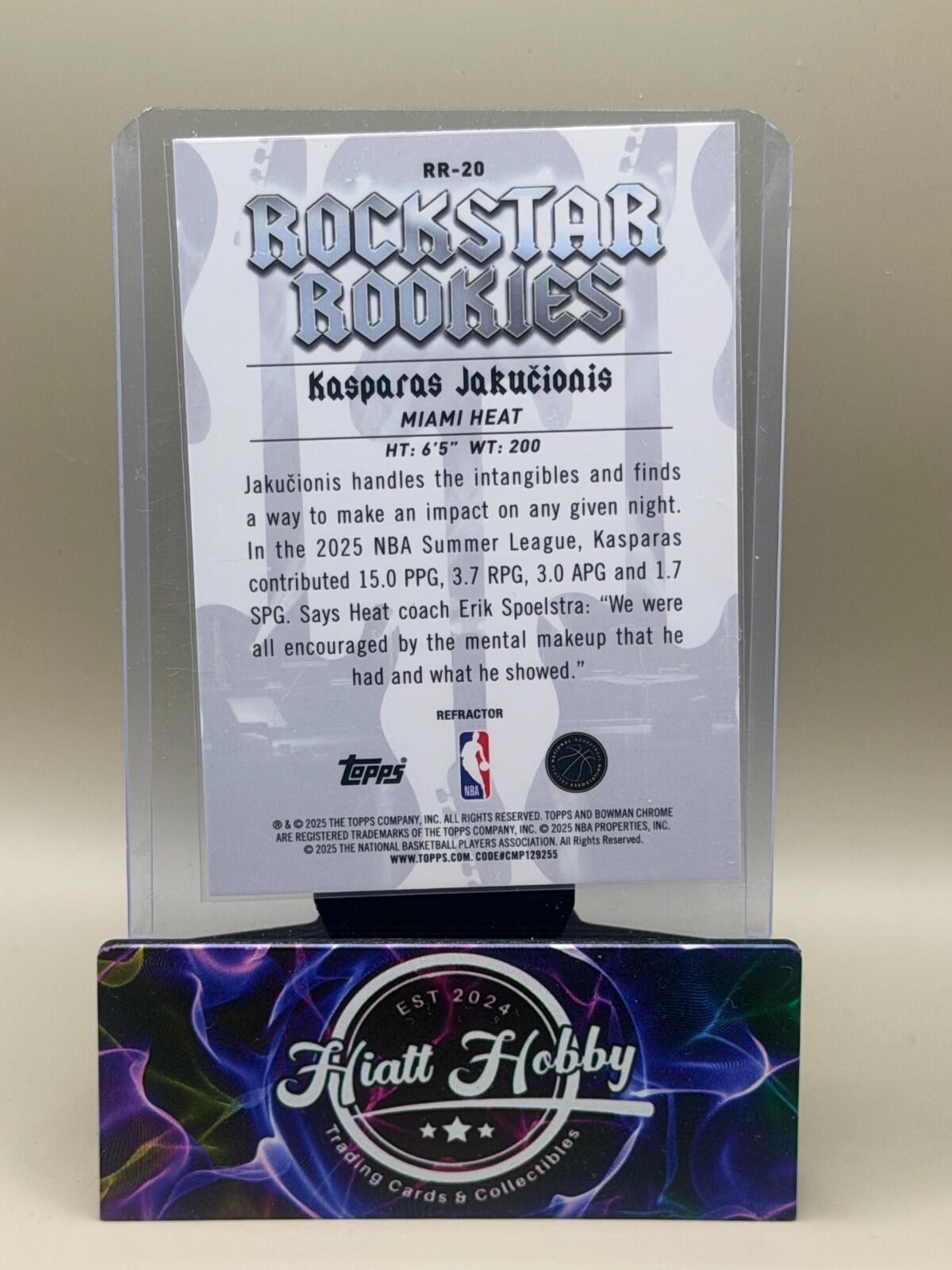 2025-26 Bowman Chrome #RR-20 Kasparas Jakucionis Rockstar Rookies Refractor (RC)