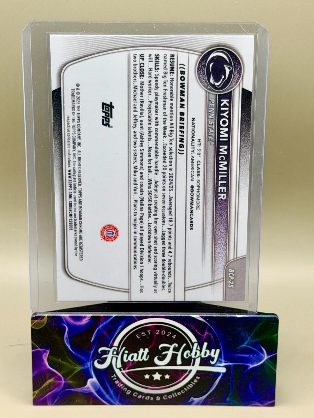 2025-26 Bowman Chrome Basketball - #BCP-25 Kiyomi McMiller - Reptilian (1st)