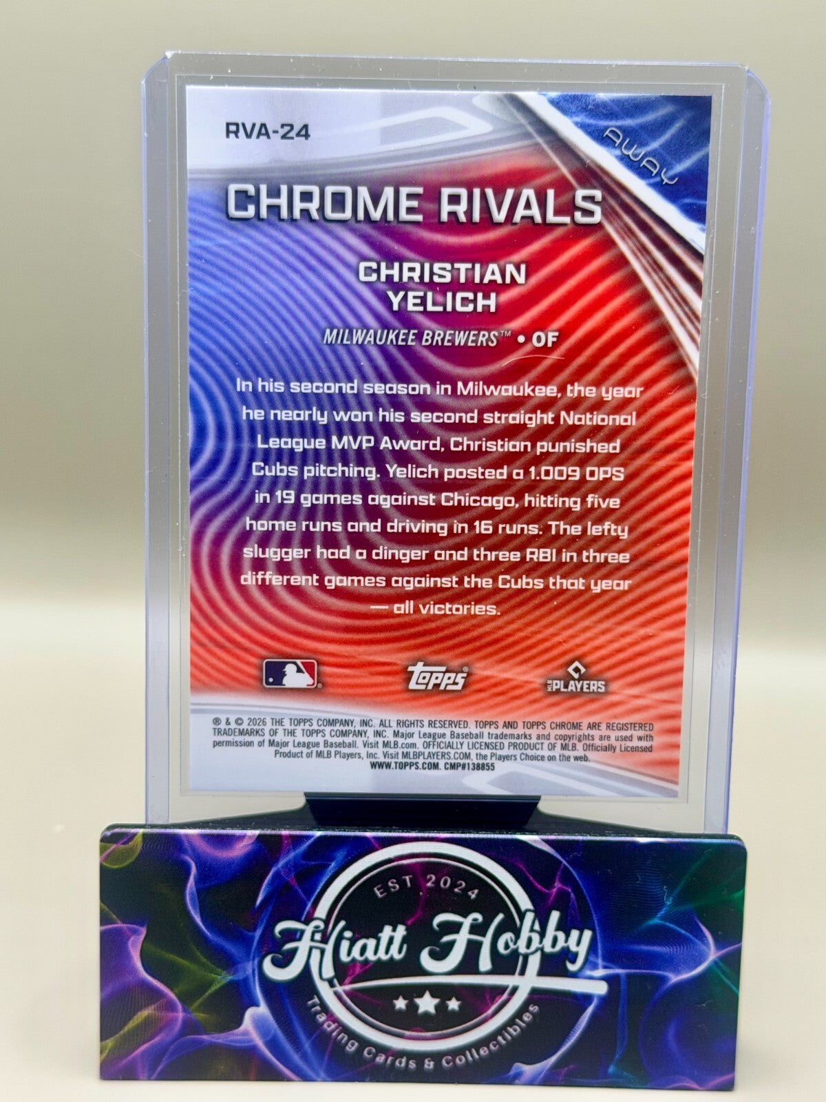 2026 Topps Chrome - #RVA-24 Christian Yelich - Chrome Rivals - Away