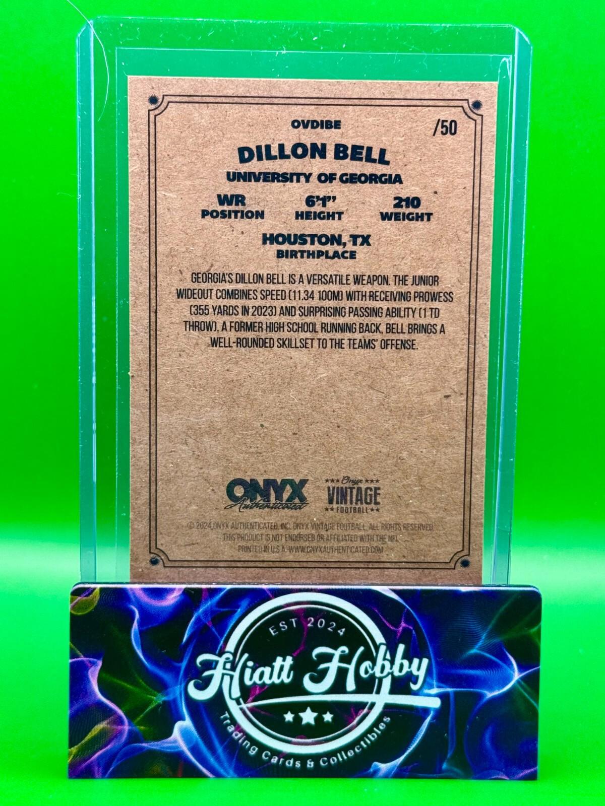 2024 Onyx Vintage Football - Dillon Bell  #OVDIBE - Green /50 (RC)