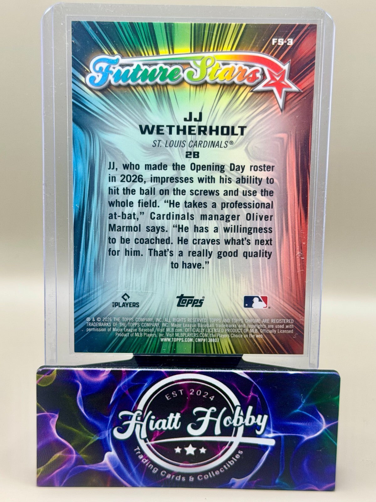 2026 Topps Chrome - #FS-3 JJ Wetherholt - Future Stars (RC)