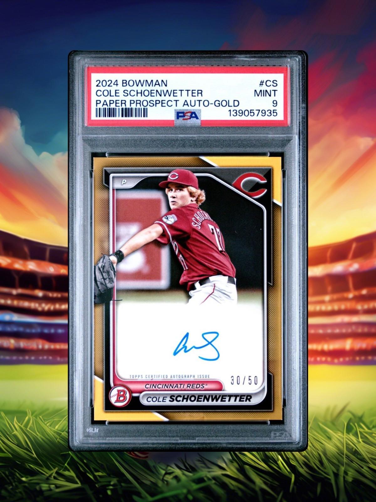2024 Bowman #PPRA-CS - Cole Schoenwetter - Gold Auto /50 - PSA 9